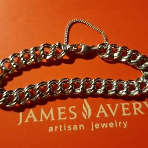 James Avery Sterling Silver 925 Double Curb Charm Bracelet 7.0" Long